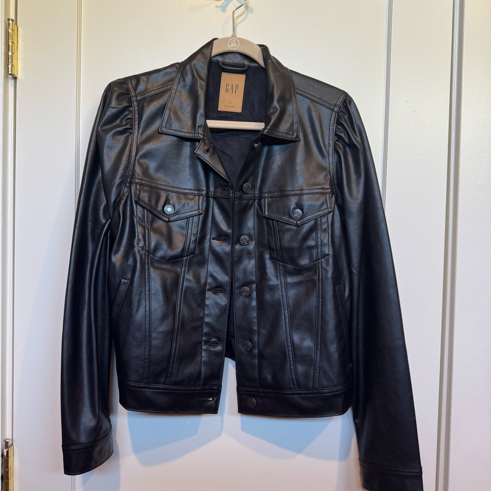 GAP Women's Black Faux Leather Jacket